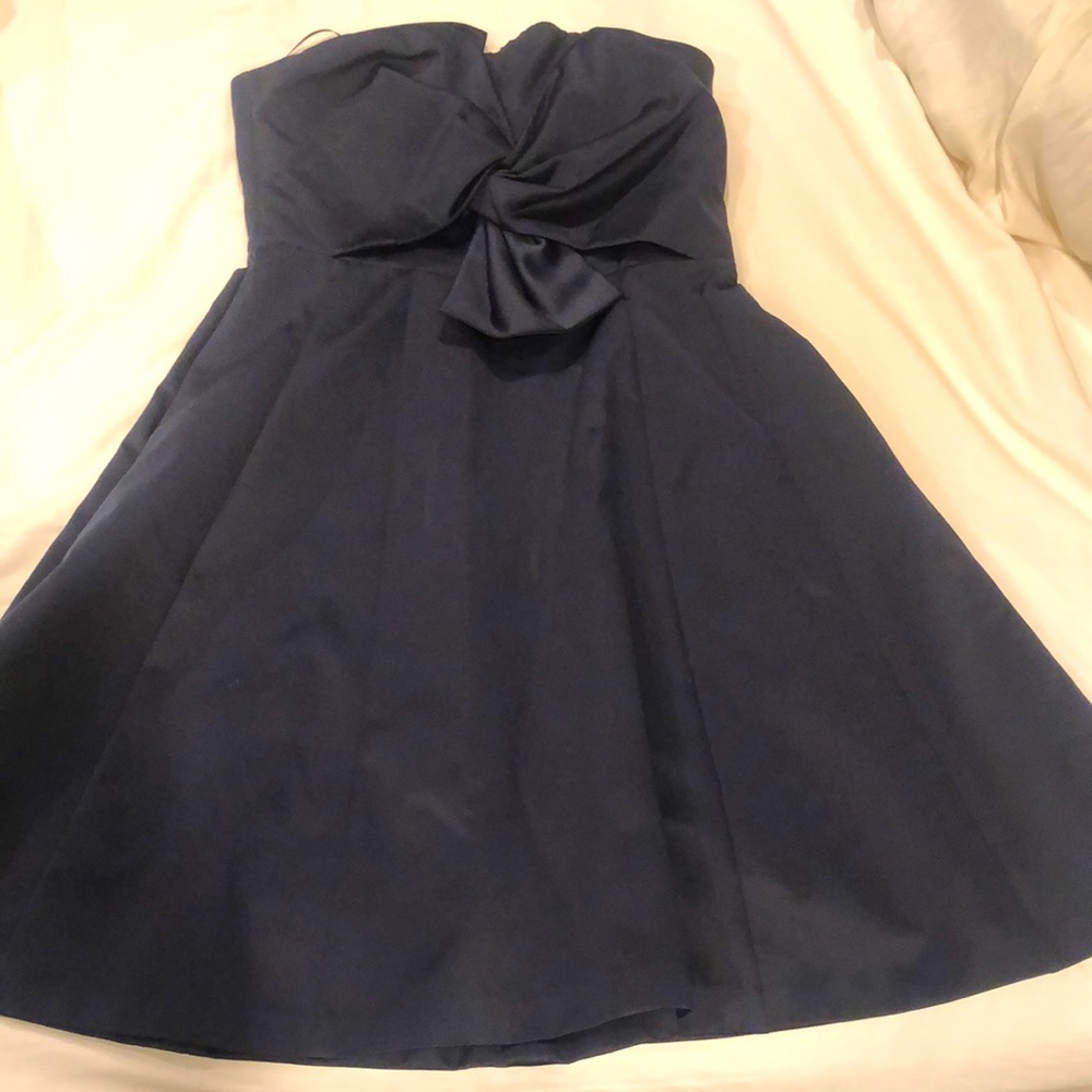 Strapless A line dress with knot detail